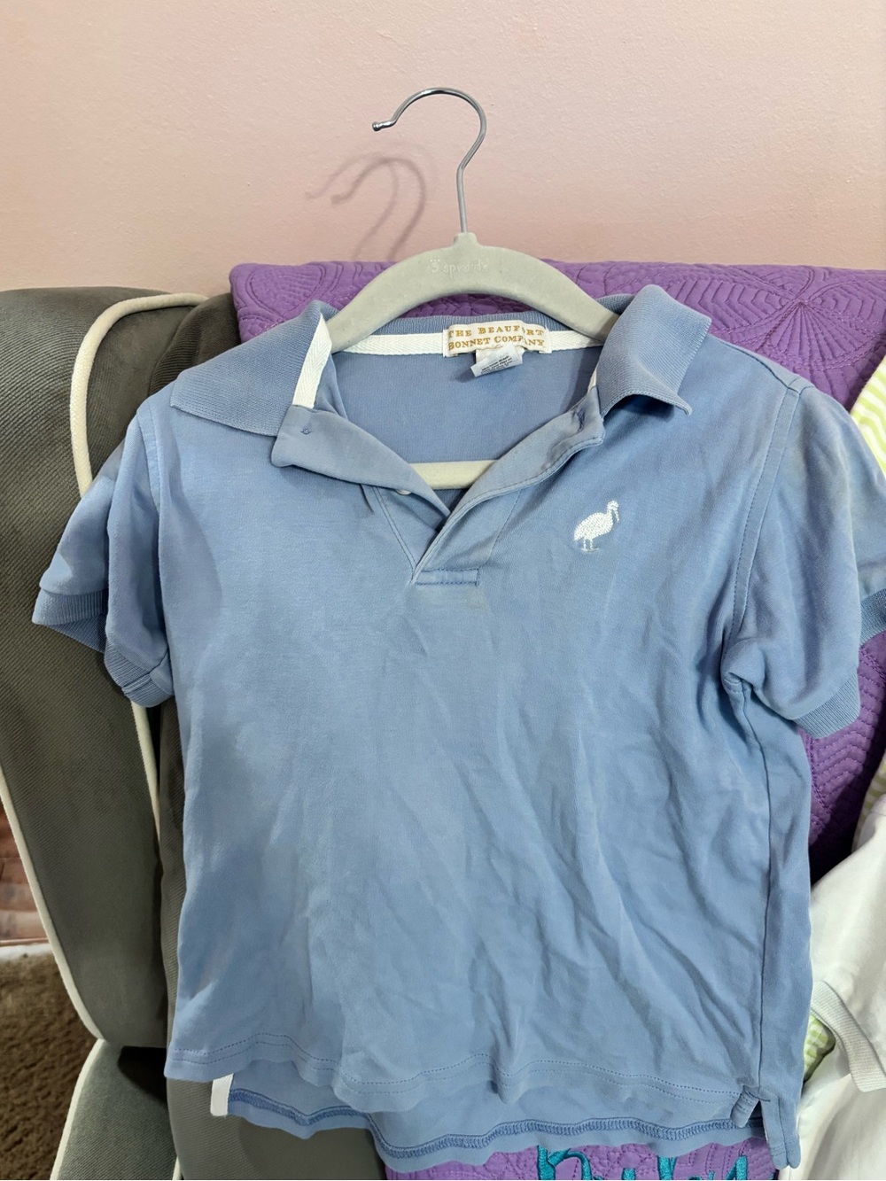 The Beaufort Bonnet Company Blue Polo with Embroidered Logo
